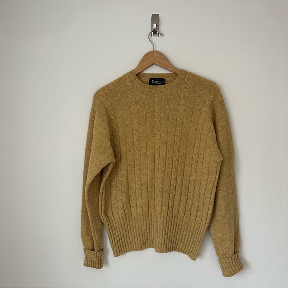 Vintage Sweaters Vintage Campus Mens Sweater Xl Wool Yellow Cable